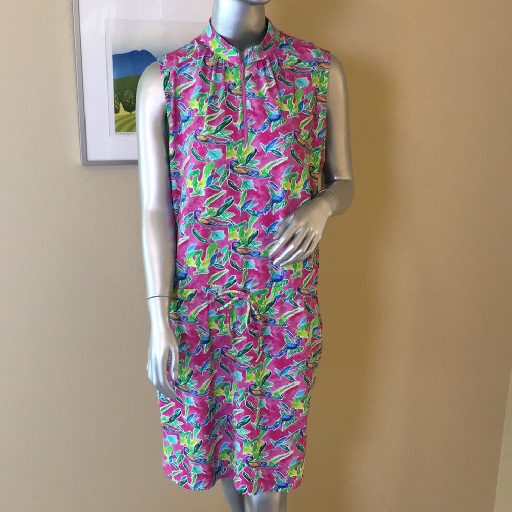 IBKUL Peacock Print Sleeveless Dress